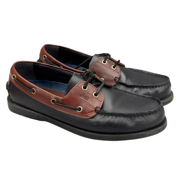 Gh Bass Seafarer Vintage Black Brown Leather Slip On Boat Loafer Men 9.5 - Picture 1 of 9